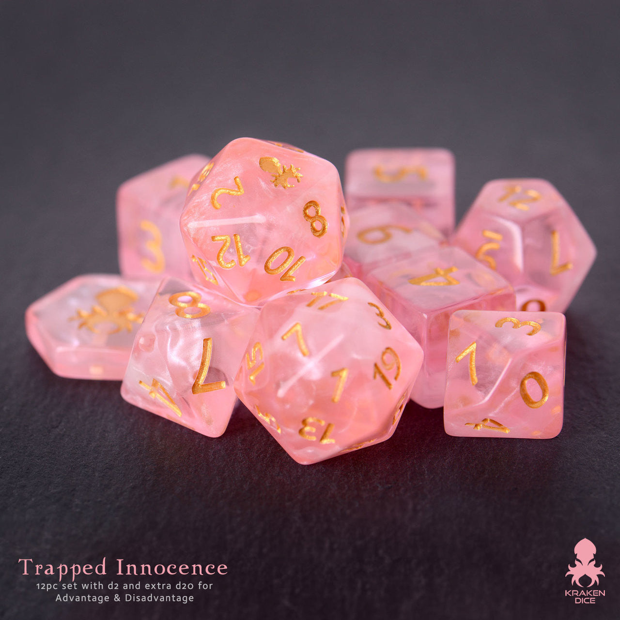 Trapped Innocence 14pc DnD Dice Set With Kraken Logo